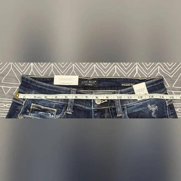 Judy Blue Midrise Straight Leg Distressed Jeans Size 7/28 - Picture 7 of 8